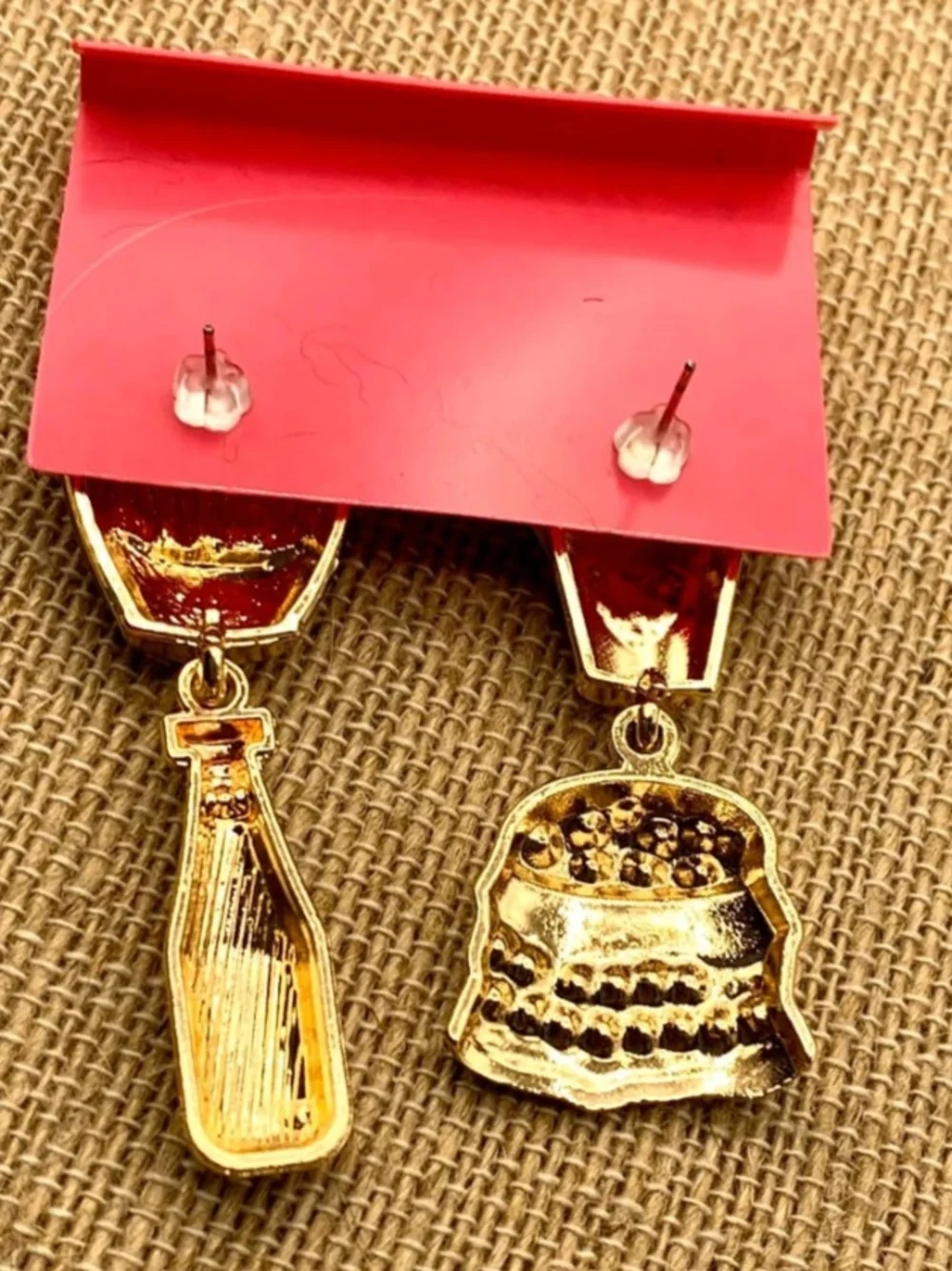Betsey Johnson Asymmetrical Multicolor Fast Food Dangle Earrings
